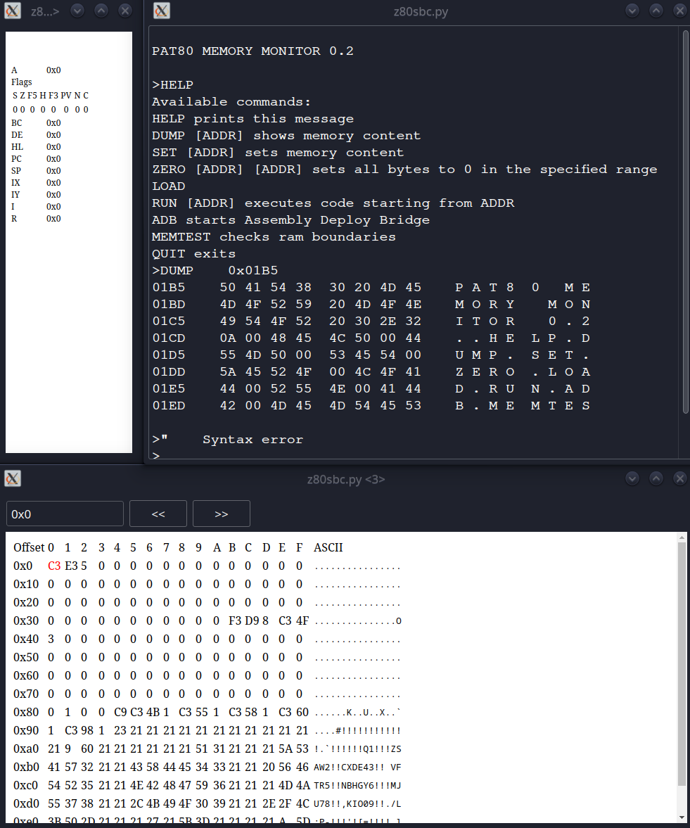 Emulator running Memory Monitor